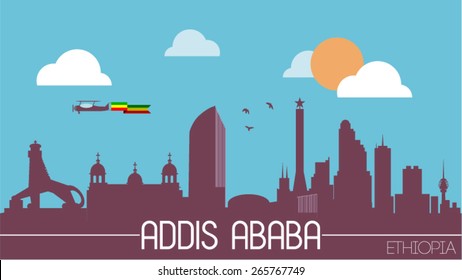 Addis Ababa city Ethiopia skyline silhouette flat design vector illustration