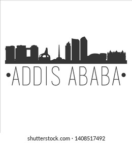 Addis Ababa Ethiopia. City Skyline. Silhouette City. Design Vector. Famous Monuments.