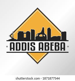Addis Ababa, Ethiopia Skyline Logo. Adventure Landscape Design Vector City Illustration.
