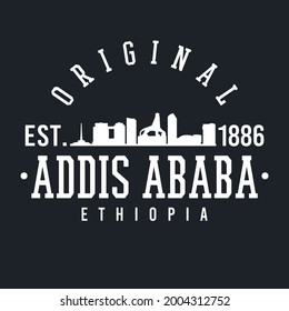 Addis Ababa, Ethiopia Skyline Original. A Logotype Sports College and University Style. Illustration Design Vector City.