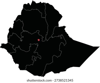 Addis Ababa Region Highlighted on Ethiopia Political Map Editable Vector Design