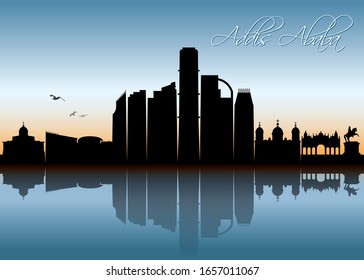 Addis Ababa Skyline Ethiopia Vector Illustration Stock Vector (Royalty ...