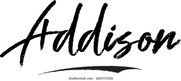 Addison-Female Name Modern Brush Calligraphy Cursive Text on White Background