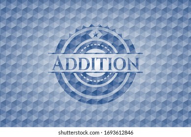 Addition blue hexagon badge. Vector Illustration. Detailed.