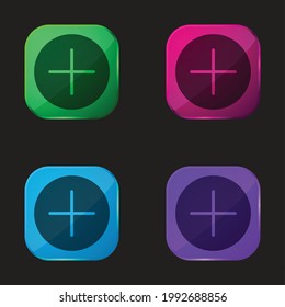 Addition Button four color glass button icon