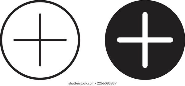 Addition Button icon simple trendy flat style line and solid Isolated vector illustration on white background. For apps, logo, websites, symbol , UI, UX, graphic and web design. EPS 10.
