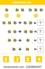 Addition with cute cartoon Moorish idol fish. Educational math game for kids. 