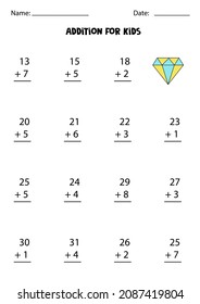 Juego de adición con diamante lindo. Juego de matemáticas para niños.