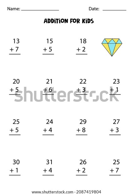 Addition Game Cute Diamond Math Game Stock Vector (Royalty Free ...