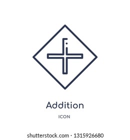 addition icon from signs outline collection. Thin line addition icon isolated on white background.