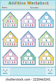 addition kindergarten math pyramid preschool worksheet