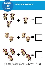 
Addition, math. Puzzle for children.