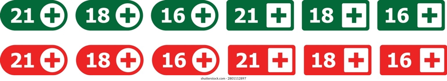 Addition math symbols in green and red circles