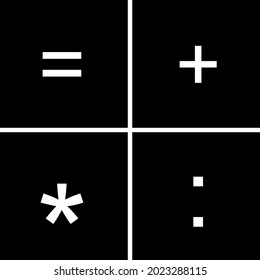 addition multiplication division and subtraction calculator icon vector