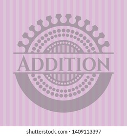 Addition pink emblem. Vector Illustration. Detailed.