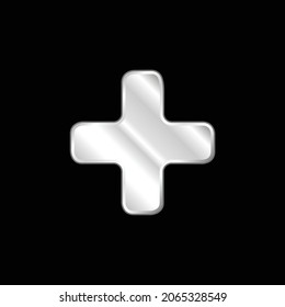 Addition Plus Sign silver plated metallic icon
