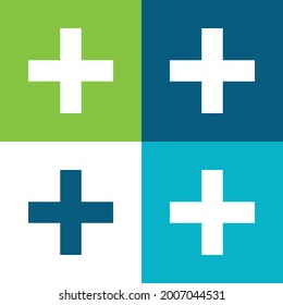 Signo de adición Plano cuatro colores conjunto de iconos mínimo