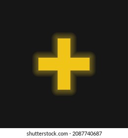 Addition Sign yellow glowing neon icon
