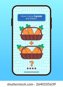 Addition subtraction counting carrot mobile apps math smartphone application user interface for children colorful design UI 