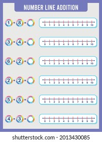 addition or subtraction of number line. Addition, Subtraction Worksheet for Preschool Children