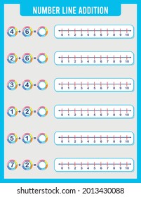 addition or subtraction of number line. Addition, Subtraction Worksheet for Preschool Children