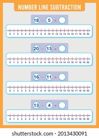 addition or subtraction of number line. Addition, Subtraction Worksheet for Preschool Children