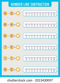 addition or subtraction of number line. Addition, Subtraction Worksheet for Preschool Children