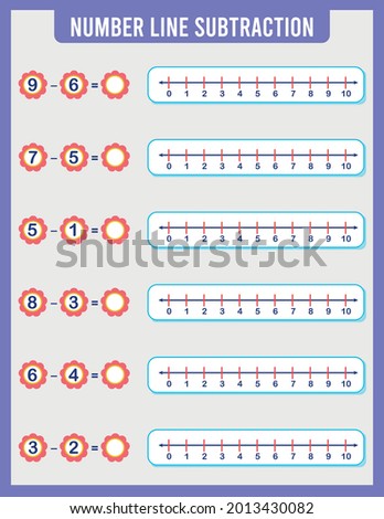 addition or subtraction of number line. Addition, Subtraction Worksheet for Preschool Children