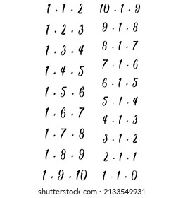 Addition And Subtraction Of Numbers Vector Set