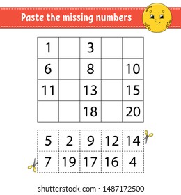 Addition and subtraction. Task for kids. Education developing worksheet. Activity page. Game for children. Funny character. Isolated vector illustration. Cartoon style.