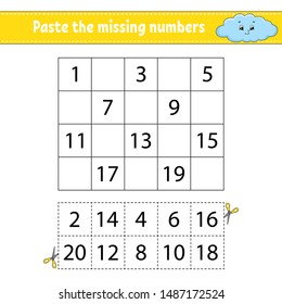 Addition and subtraction. Task for kids. Education developing worksheet. Activity page. Game for children. Funny character. Isolated vector illustration. Cartoon style.
