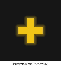 Addition Symbol yellow glowing neon icon