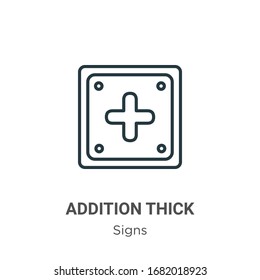 Addition thick outline vector icon. Thin line black addition thick icon, flat vector simple element illustration from editable signs concept isolated stroke on white background