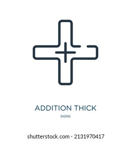 addition thick thin line icon. view, thick linear icons from signs concept isolated outline sign. Vector illustration symbol element for web design and apps.