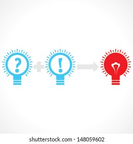 addition of thinking and confusion create new idea - vector illustration