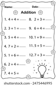 Addition worksheets for children, Educational children addition homework activities for kids. calculation educational worksheet for children