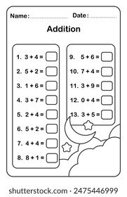 Addition worksheets for children, Educational children addition homework activities for kids. calculation educational worksheet for children