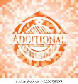 Additional abstract orange mosaic emblem with background
