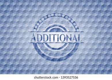 Additional blue polygonal badge. Vector Illustration. Detailed.