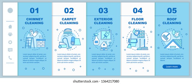 Additional cleaning services onboarding mobile web pages vector template. Exterior cleanup. Responsive smartphone website interface idea, illustration. Webpage walkthrough step screen. Color concept
