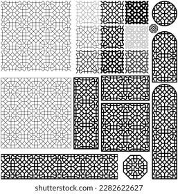Additional design elements. Arabic geometric ornament.Black color.
