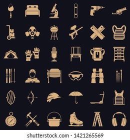 Additional equipment icons set. Simple set of 36 additional equipment vector icons for web for any design