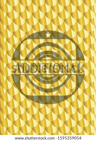Additional gold badge. Scales pattern. Vector Illustration. Detailed.