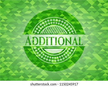 Additional green emblem with triangle mosaic background
