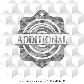Additional grey badge with geometric cube white background