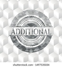 Additional grey emblem. Retro with geometric cube white background