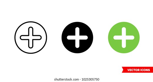 Icono adicional de 3 tipos: color, blanco y negro, contorno. Símbolo vectorial aislado.