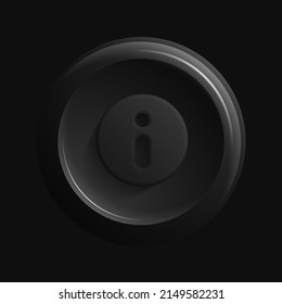 Additional Information 3d Icon. Black Round Design Element. Vector illustration