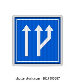 Additional lane road sign on a white background. Vector illustration.