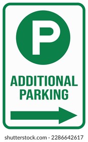 additional parking with parking sign and right arrow sign